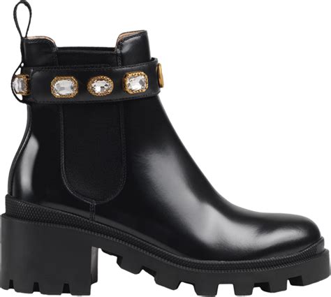 550036 gucci|Black Leather Ankle Boot With Belt .